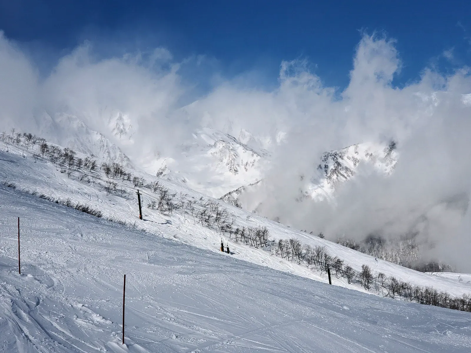 Snow-covered runs at Hakuba