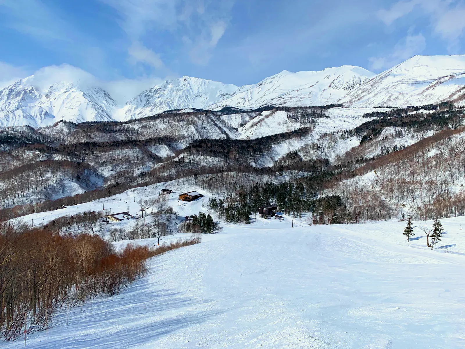 Ski run with Hakuba peaks behind
