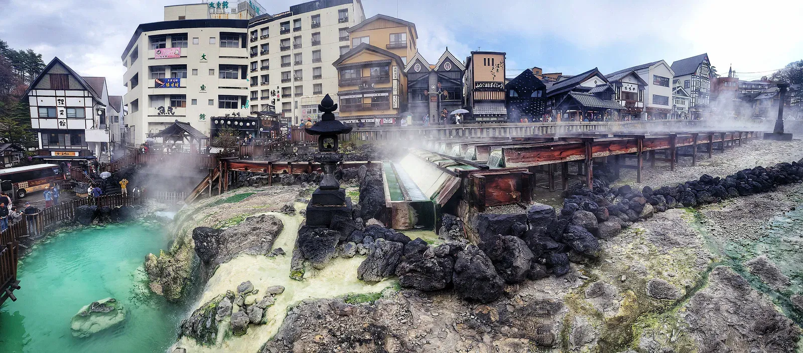 Yubatake in the centre of Kusatsu Onsen