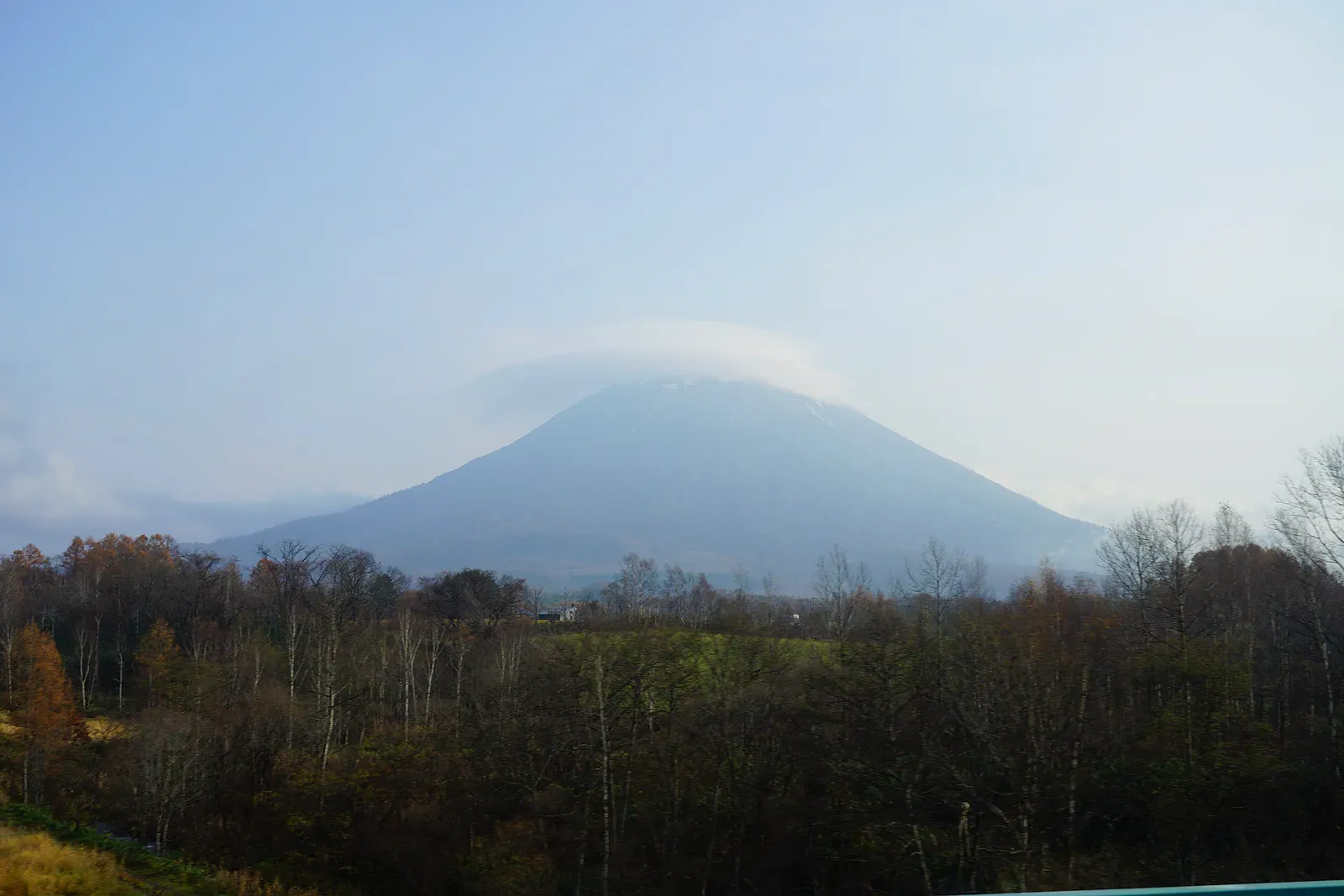 Mount Yotei with a cloud cap seen from Niseko
