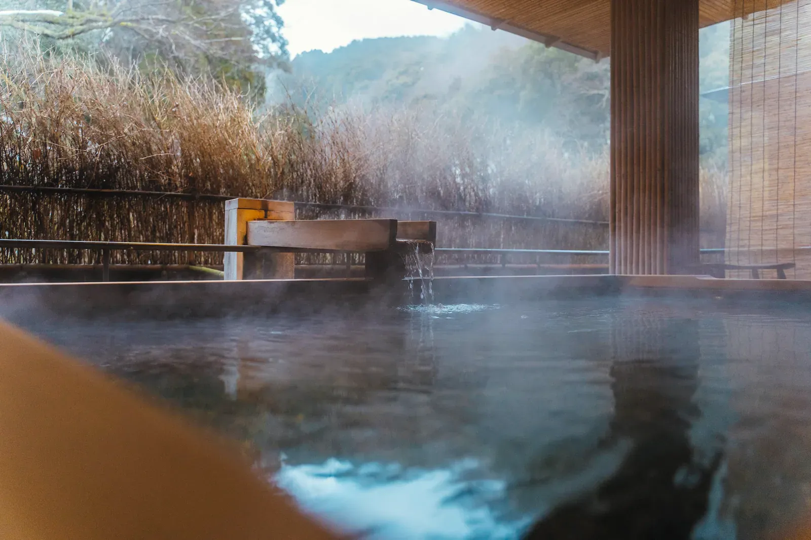 Private open-air bath at a luxury ryokan